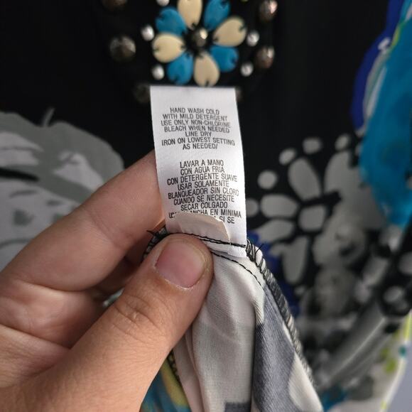 Studio I Multicolor Paisley Beaded Dress size 14 Bohemian Workwear Office Modest - Picture 7 of 8